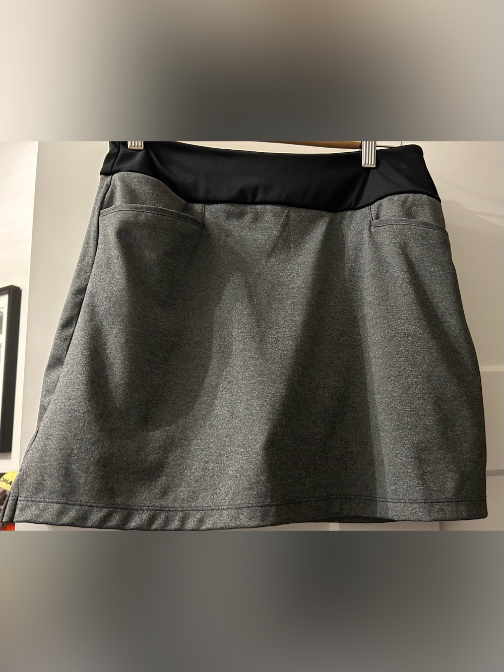 Adidas Gray Golf Skort with Black Waistband-Double inside pocket